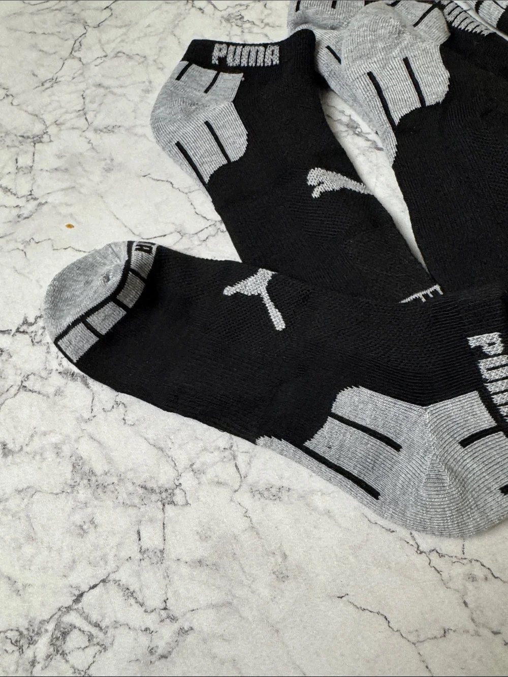 Puma Men’s Black and Gray Low-Cut Athletic Socks - 3 Pack